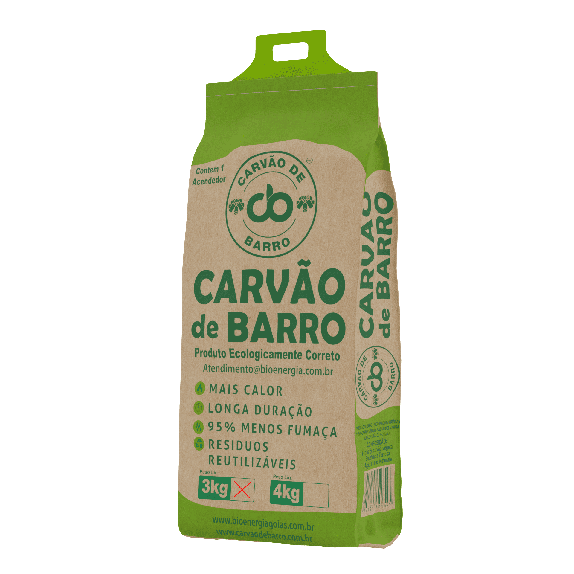 CARVÃO DE BARRO 3 KG